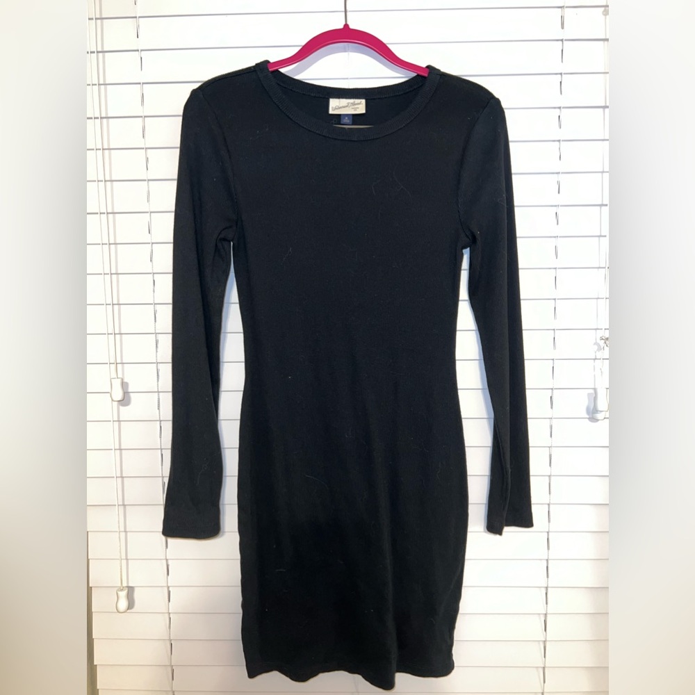 Long sleeve black mini dress